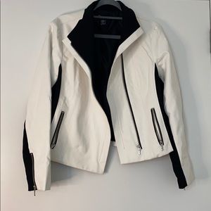 NWOT white “leather” moto jacket